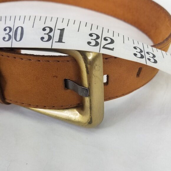 Leather Belt Women M Brown Top Grain Western Brass Buckle Medallion 29"-32" VTG - Picture 12 of 12